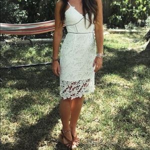 Lace White Midi Bridal Shower Dress